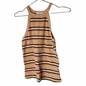 EUC ANGL Pink Rose Orange Striped Ribbed Crop Top Medium